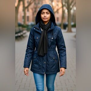 Cavalini Original Small Navy Hooded Utility Jacket Lightweight Windbreaker